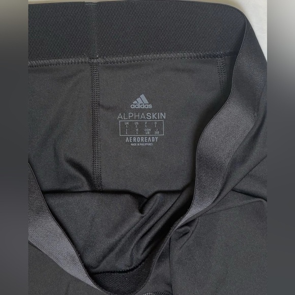 Adidas Base Layer Women Sz L Black Alphaskin Aeroready Capri Legging Compression - Picture 2 of 4